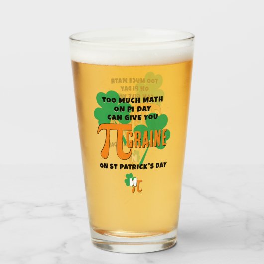 Humor St Patrick's Day PI Day Wiskunde Monogram Glas (Voorkant gevuld)