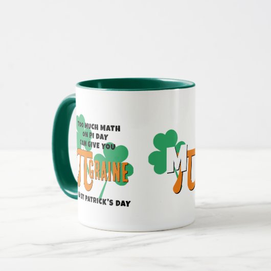 Humor St Patrick's Day PI Day Wiskunde Monogram Mok (Voorkant links)
