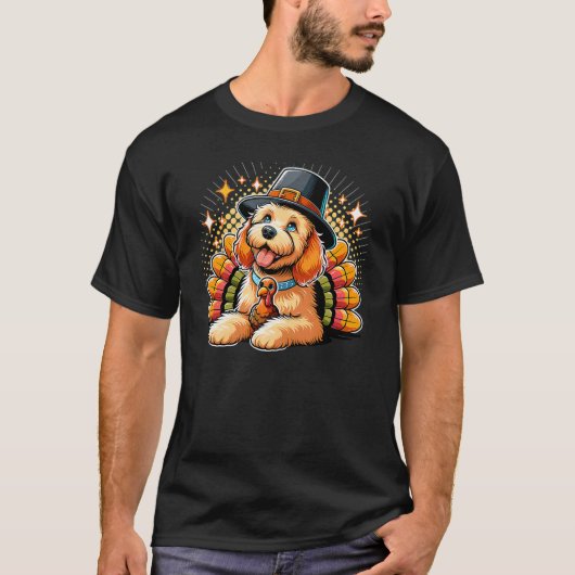 Humor Thanksgiving Turkey Goldendoodle Dog T-shirt (Voorkant)