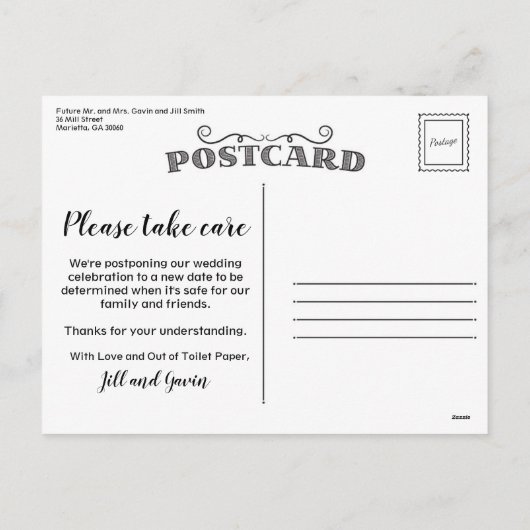 Humor Toiletpapier Uitgestelde Trouw Aankondiging (Achterkant)