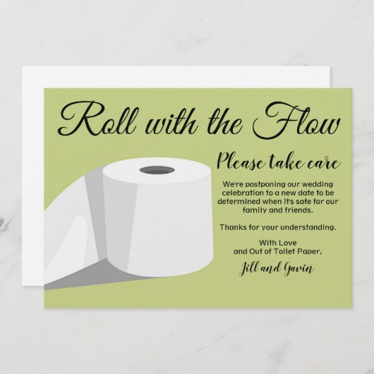 Humor Toiletpapier Uitgestelde Trouwdatum Aankondi Kaart (Voorkant / Achterkant)