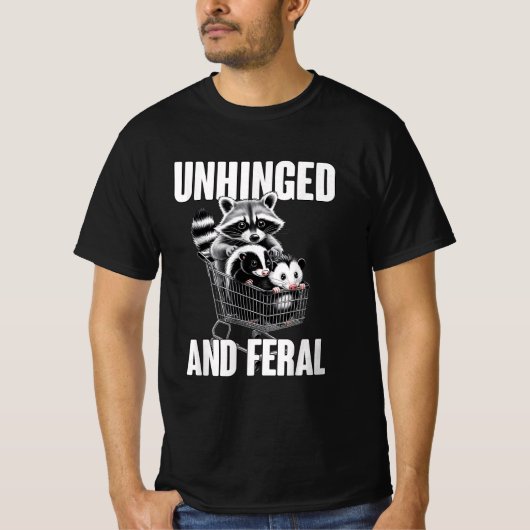 Humor Unhinged And Feral Raccoon Cowboy Trash T-shirt (Voorkant)