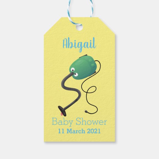 Humor van de cartoon van de stofzuiger cadeaulabel (Achterkant)