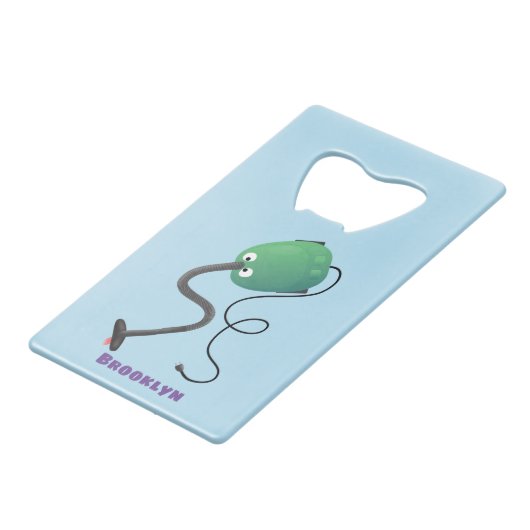 Humor van de cartoon van de stofzuiger creditkaart flessenopener (Voorkant Gekanteld)