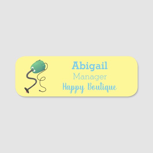 Humor van de cartoon van de stofzuiger naamplaatje (Voorkant)