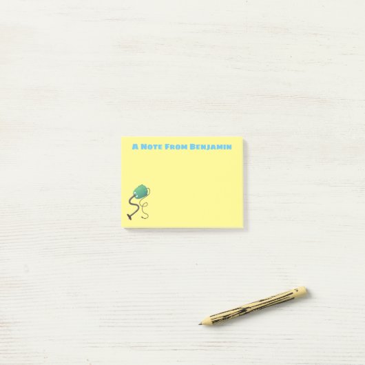 Humor van de cartoon van de stofzuiger post-it® notes (Op bureau)
