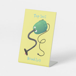 Humor van de cartoon van de stofzuiger reclamebord met voetstuk