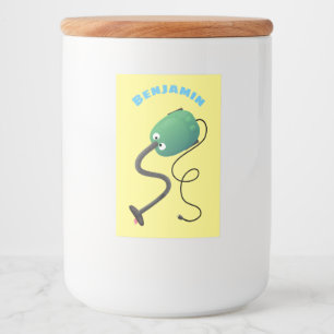 Humor van de cartoon van de stofzuiger voedselcontainer etiket