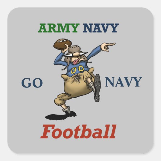 Humor van Football van de marine Vierkante Sticker (Voorkant)