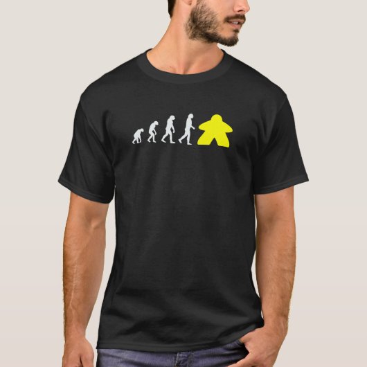 Humor van het spel Evolutie Meeples Token Meme Yel T-shirt (Voorkant)