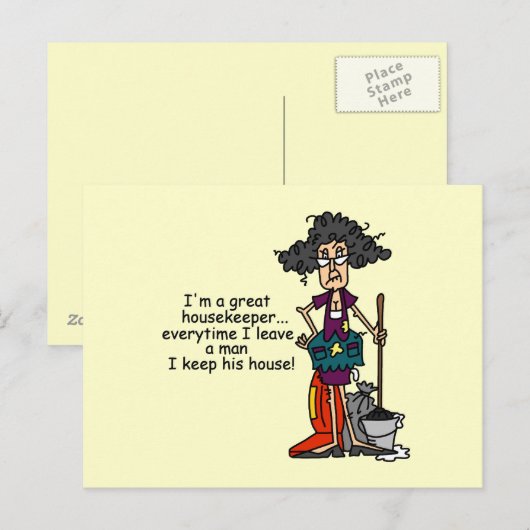 Humor van huisbewaarder briefkaart (Voorkant / Achterkant)