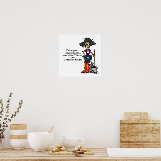 Humor van huisbewaarder poster (Keuken)