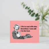 Humor van kaas en koken - Koken met wijn Briefkaart (Staand voorkant)