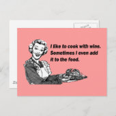 Humor van kaas en koken - Koken met wijn Briefkaart (Voorkant / Achterkant)