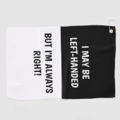 Humor van linkshandigen | ZWARTE WITTE Golfhanddoek (Horizontaal)