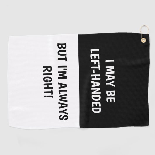 Humor van linkshandigen | ZWARTE WITTE Golfhanddoek (Horizontaal)