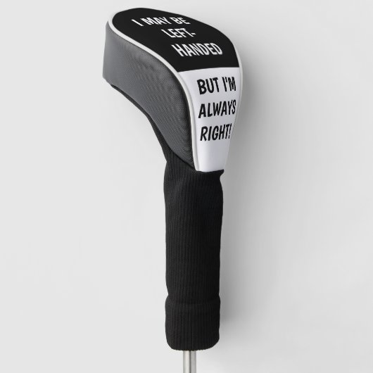 Humor van linkshandigen | ZWARTE WITTE Golfheadcover (Schuin)