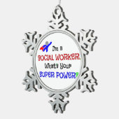 Humor van Sociaal Werkers Tin Sneeuwvlok Ornament (Rechts)