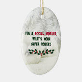 Humor van Sociaal Werkers, Vakantiekleuren Keramisch Ornament (Rechts)