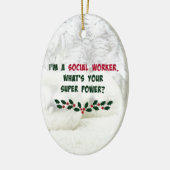 Humor van Sociaal Werkers, Vakantiekleuren Keramisch Ornament (Links)