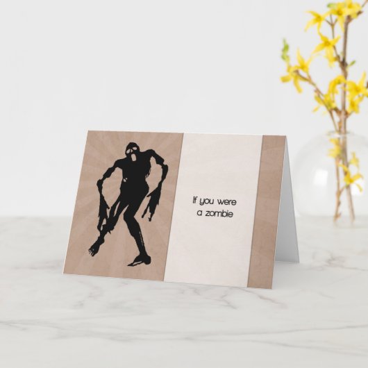 Humor Verjaardag Kaart met Zombie en Sunburst (Gele Bloem)