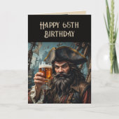 Humor Verjaardag Pirate Raising Glass Custom Year Kaart (Voorkant)