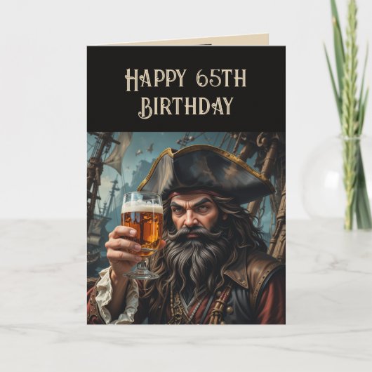 Humor Verjaardag Pirate Raising Glass Custom Year Kaart (Voorkant)