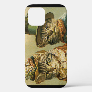 Humor, Victoriaans Bride Groom Katten in Petten iPhone 12 Hoesje