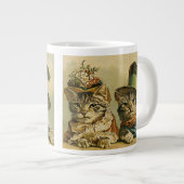  Humor, Victoriaans Bride Groom Katten in Petten Grote Koffiekop (Voorkant rechts)