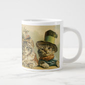  Humor, Victoriaans Bride Groom Katten in Petten Grote Koffiekop (Rechts)