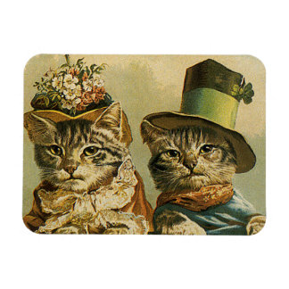Humor, Victoriaans Bride Groom Katten in Petten Magneet
