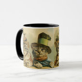  Humor, Victoriaans Bride Groom Katten in Petten Mok (Voorkant links)