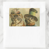 Humor, Victoriaans Bride Groom Katten in Petten Rechthoekige Sticker (Tas)
