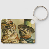  Humor, Victoriaans Bride Groom Katten in Petten Sleutelhanger (Voorkant)