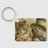  Humor, Victoriaans Bride Groom Katten in Petten Sleutelhanger (Achterkant)