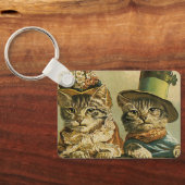  Humor, Victoriaans Bride Groom Katten in Petten Sleutelhanger (Achterkant)