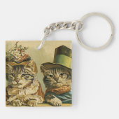  Humor, Victoriaans Bride Groom Katten in Petten Sleutelhanger (Achterkant)