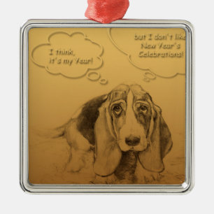 Humor Vietnamees Chinees Dog Year Square o Metalen Ornament