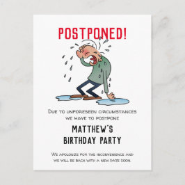 Humor voor annulering Cartoon van uitgestelde part Briefkaart