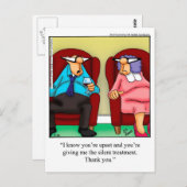 Humor voor huwelijk "Silent Treatment" Briefkaart (Voorkant / Achterkant)