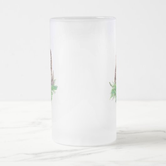 Humor voor kerstboomkoorts, Waterverf Bird Matglas Bierpul (Center)