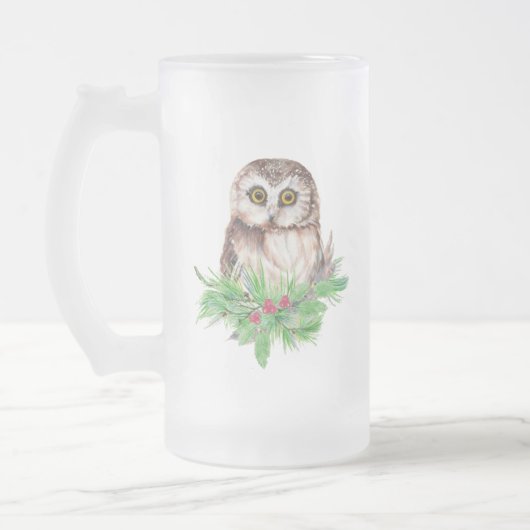 Humor voor kerstboomkoorts, Waterverf Bird Matglas Bierpul (Links)