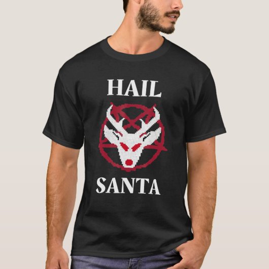 Humor voor Kerstmis in Hail, atheïst Satanist Reli T-shirt (Voorkant)