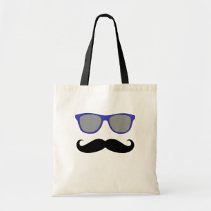 Humor voor snor en blauwe zonnebril tote bag