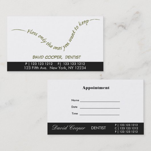 Humor voor zwarte verdeling voor orale toediening afsprakenkaartje (Voorkant / Achterkant)