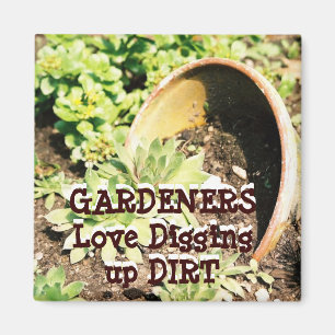 Humorische grafische vormgeving voor tuinmakers magneet