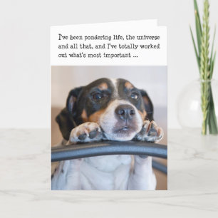 Humorische Kaart op de geboorte - Dog Pondering Li