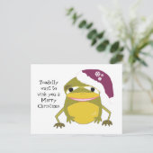 Humorische kikker in een kerstPet Feestdagenkaart (Staand voorkant)