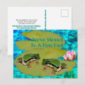 Humorische kikkers Lilies Pad We verhuisden de aan Briefkaart (Voorkant / Achterkant)
