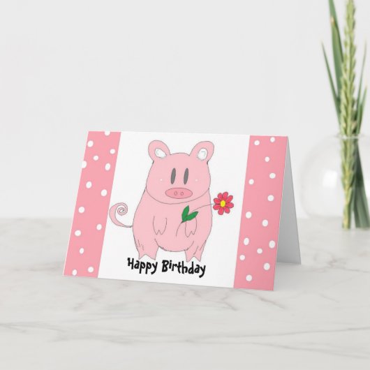 Humorisme Piggy Birthday Kaart (Voorkant)